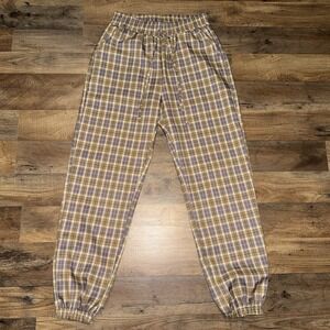 Darong Collection Yellow Plaid Jogger Pants Size Medium